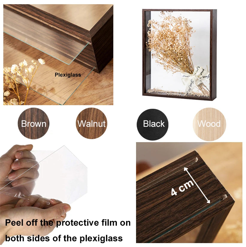 Boîte Vitrine Transparente 4 cm – Présentoir Profond pour Fleurs, Souvenirs & Décor